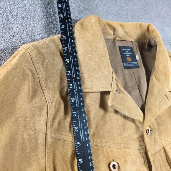 Taylor Stitch Marigold Mens 46 Sand Suede Long Haul Jacket Tan Barn Corduroy Lux - Picture 4 of 11